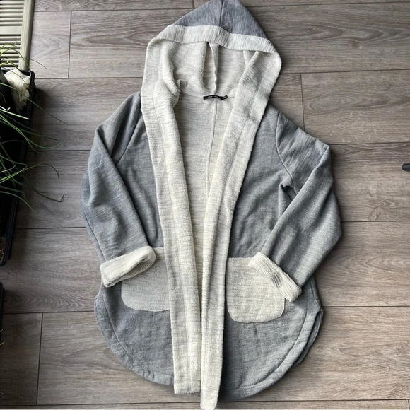 Doe & Rae Fleece Lined  Hooded Open Front Coat - Picture 6 of 16